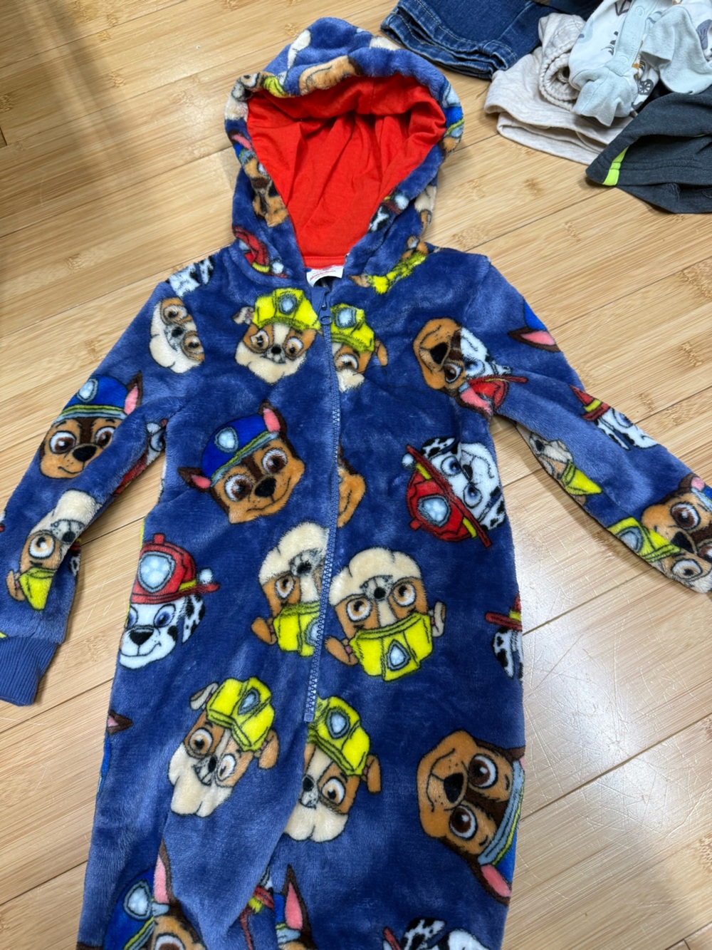 Paw Patrol Plush Fleece Zip-Up Hoodie in Navy Blue and Red